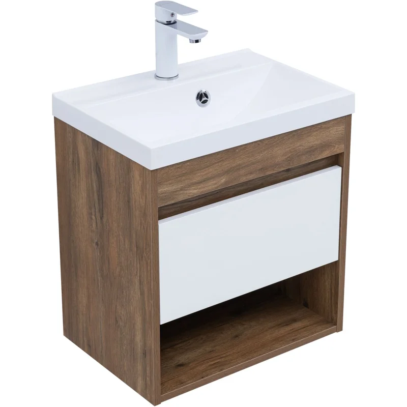 Тумба под раковину Aquanet Тренд 50 дуб рустикальный/белый сатин