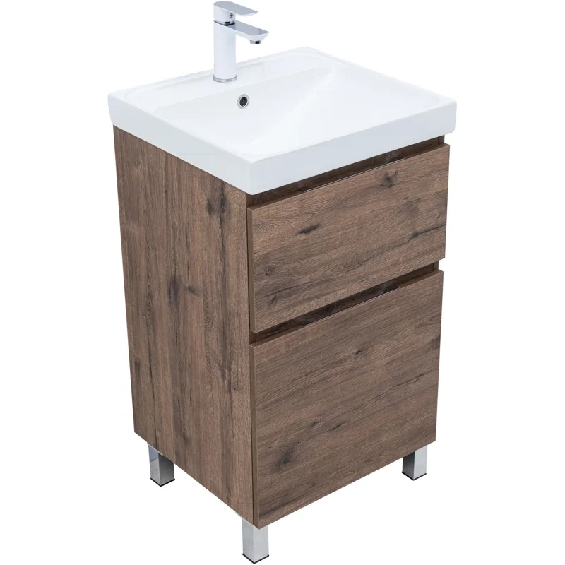 Тумба под раковину Aquanet Алвита New 50 напольная, дуб веллингтон табак