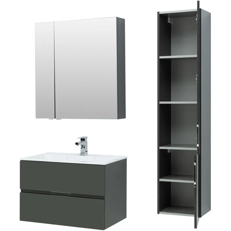 Тумба под раковину Aquanet Алвита 80 серый антрацит