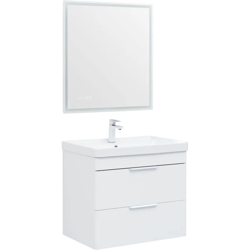 Тумба под раковину Aquanet Ирис New 70 белый глянец (2 ящика)