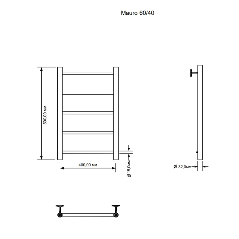 Полотенцесушитель электрический Aquanet Mauro 60х40 Тэн справа