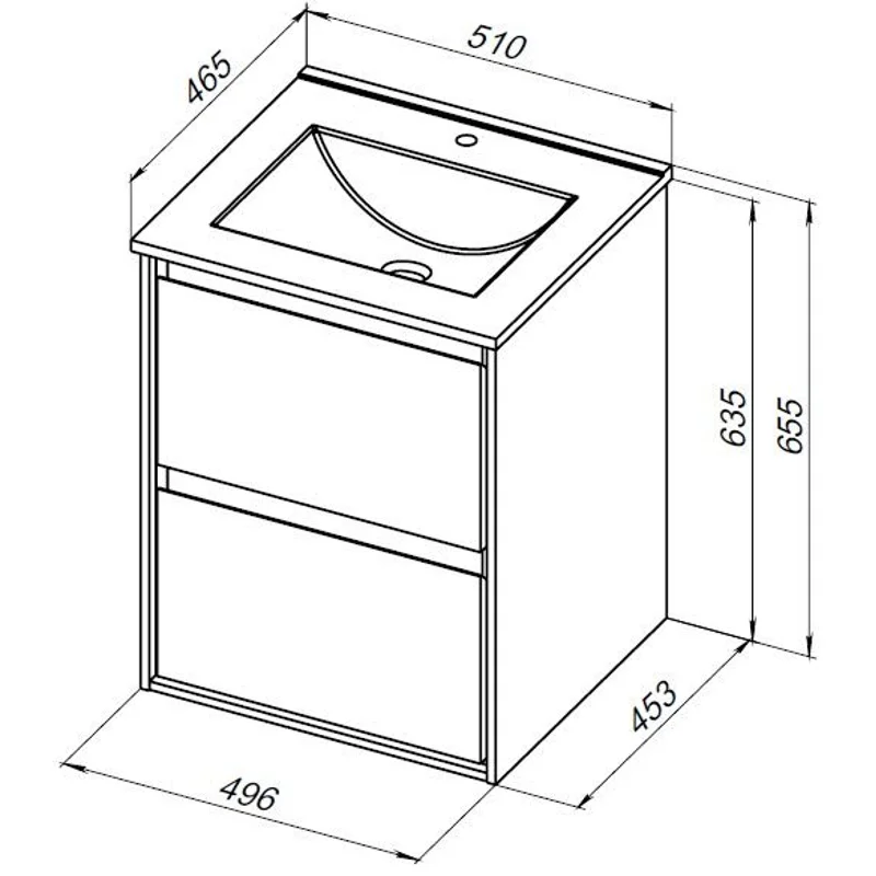 Тумба под раковину Aquanet Милан 50 дуб рошелье