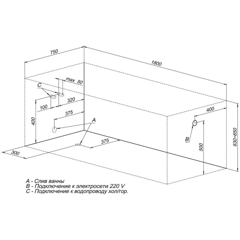 Акриловая ванна Aquanet Viola NEW 180x75