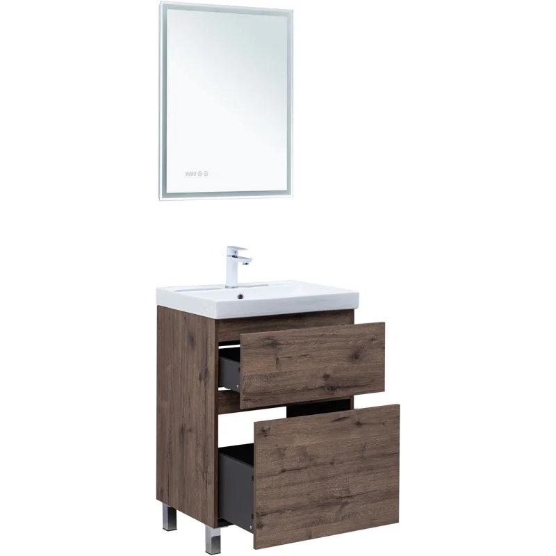 Тумба под раковину Aquanet Алвита New 60 напольная, дуб веллингтон табак