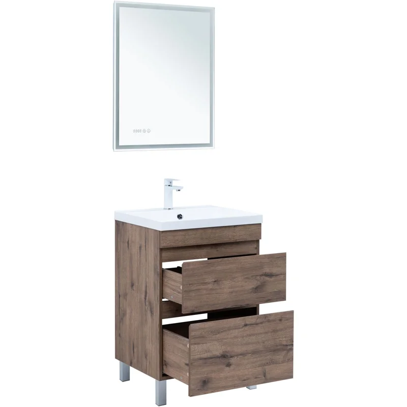 Тумба под раковину Aquanet Нота New 60 напольная, дуб веллингтон табак