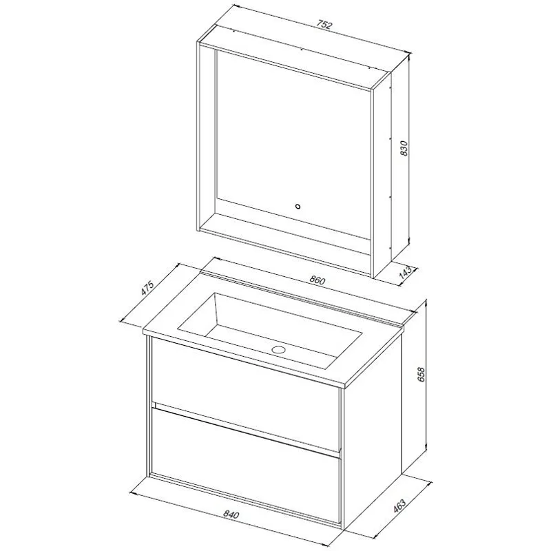 Тумба под раковину Aquanet Милан 85 дуб рустикальный