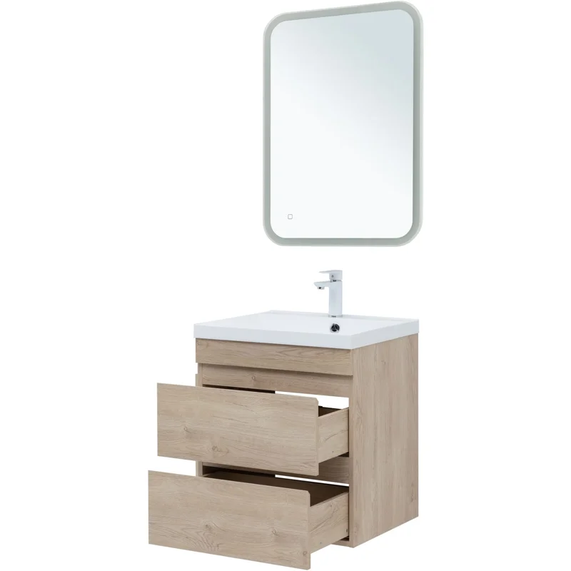 Тумба под раковину Aquanet Нота New 60 дуб светлый