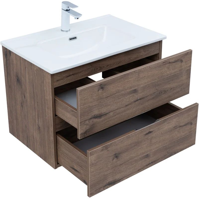 Тумба под раковину Aquanet Алвита New 70 2 ящика, дуб веллингтон табак