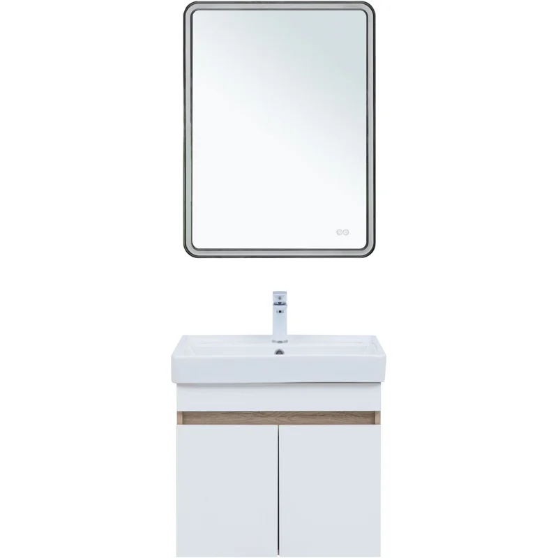 Тумба под раковину Aquanet Оптима 60 дуб светлый/белый сатин