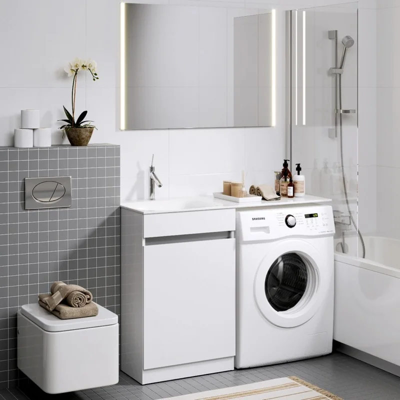 Тумба под раковину Aqwella Forma 55, для установки со стиральной машиной, белый, левая/правая, FOR0105KL/R