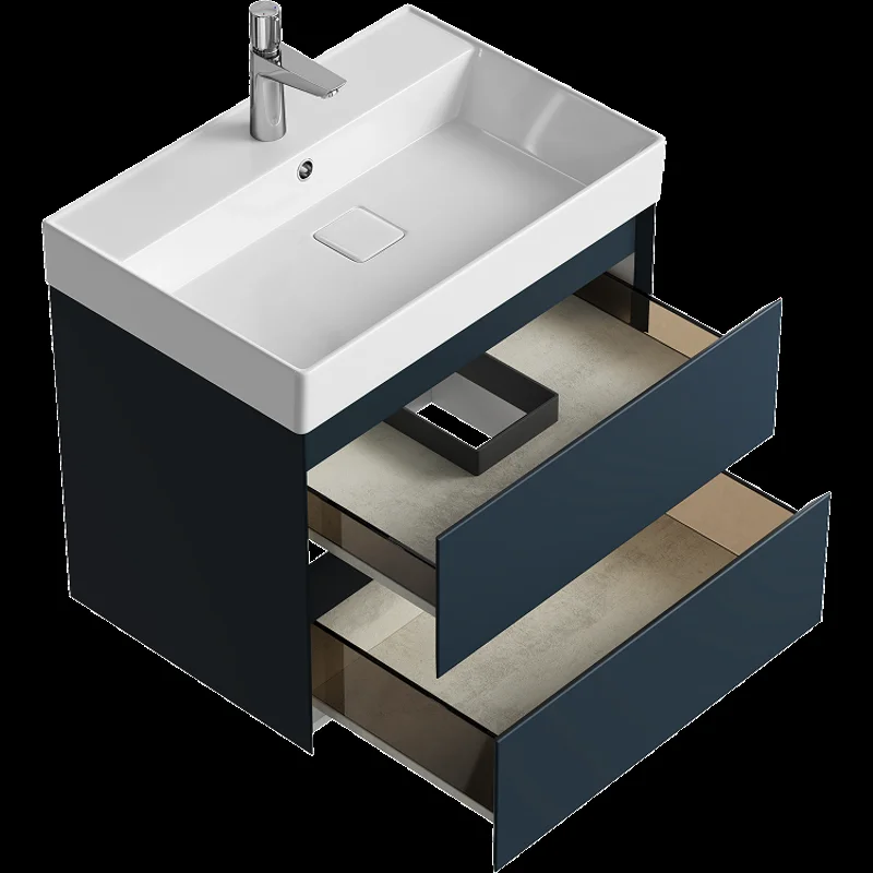 Подвесная тумба Aqwella Geometria 65см, с двумя ящиками, цвет серый