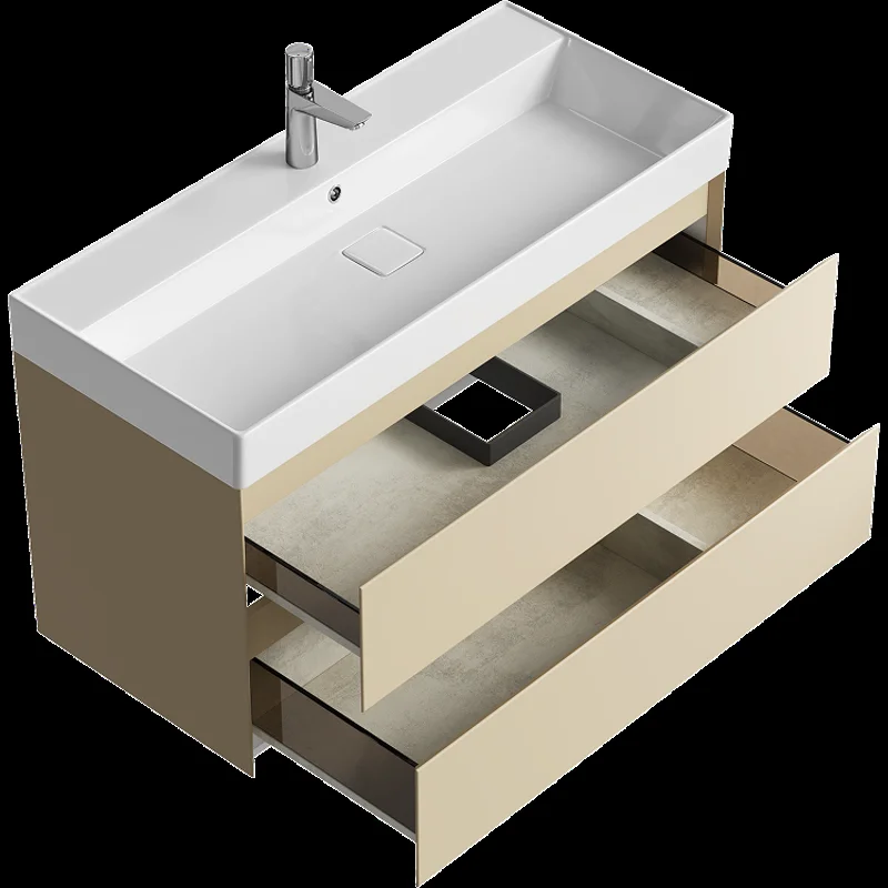 Подвесная тумба Aqwella Geometria 100см, с двумя ящиками, цвет морская дюна
