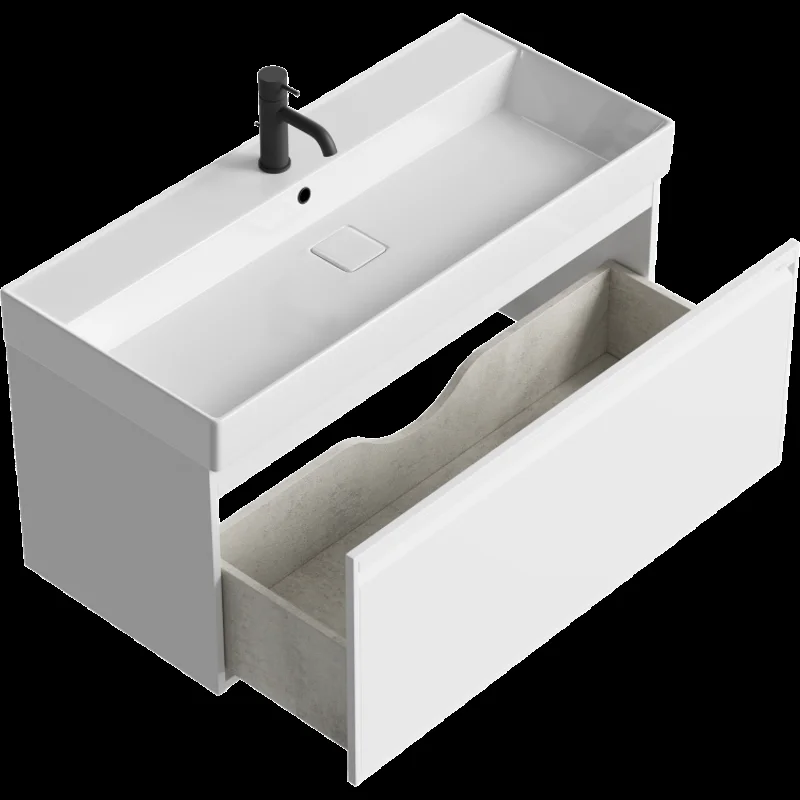 Тумба под раковину Aqwella Pure PUR0110WM, 100 см, подвесная, цвет белый матовый