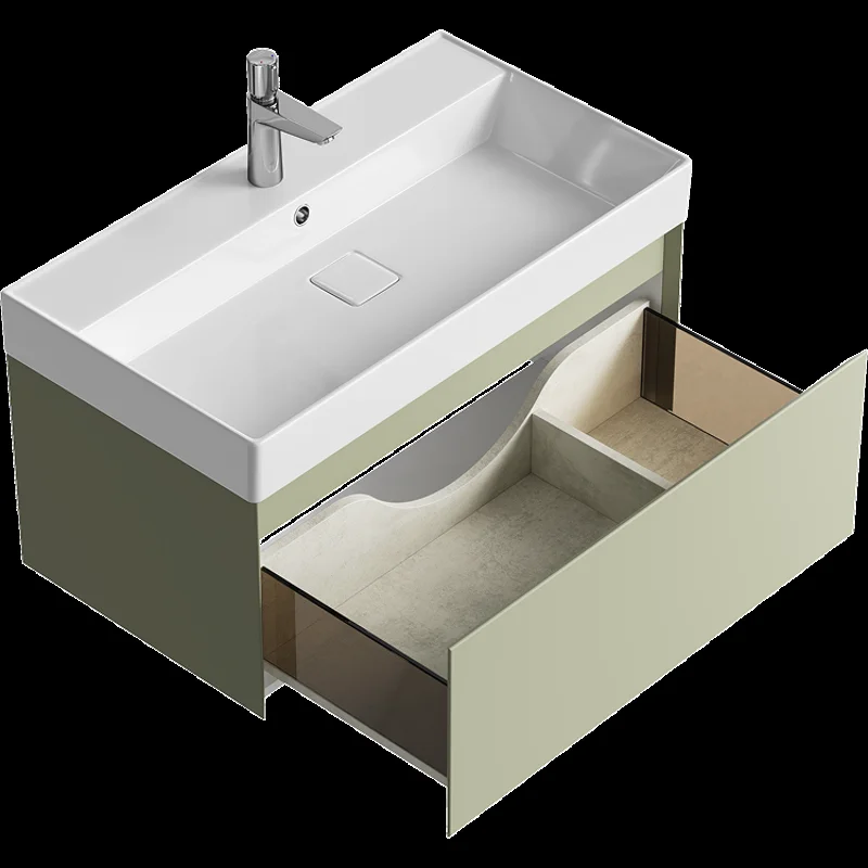 Подвесная тумба Aqwella Geometria 81см, с одним ящиком, цвет зеленый шалфей