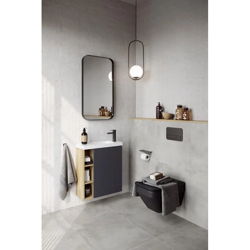 Тумба под раковину Aqwella Alba ALB0106LDD+ALB0706GRМ/ALB0106RDD+ALB0706GRМ, 60 см, подвесная, дуб давос/серый, чаша раковины слева/справа