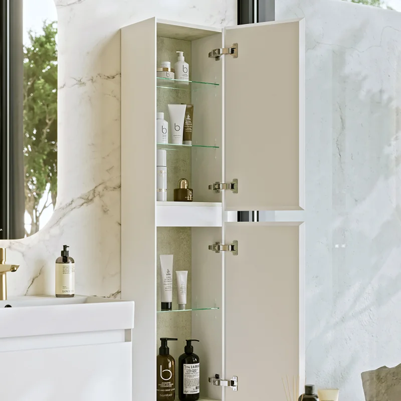 Подвесной пенал Aqwella Geometria 150x35см с двумя дверьми в белом цвете