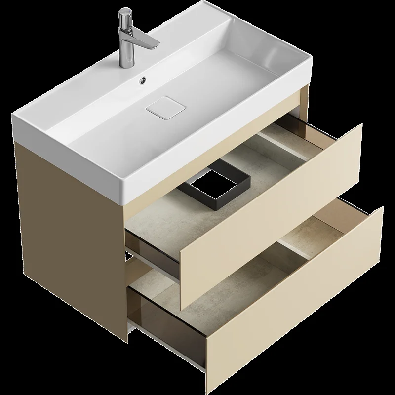 Подвесная тумба Aqwella Geometria 81см, с двумя ящиками, цвет морская дюна