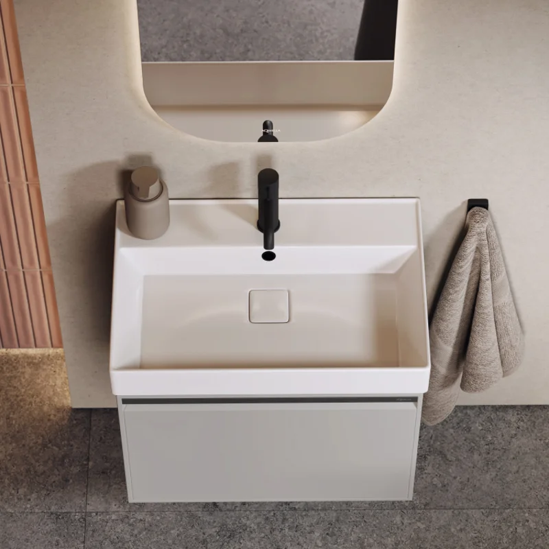 Тумба под раковину Aqwella Pure PUR0108ST, 80 см, подвесная, цвет серый туман матовый