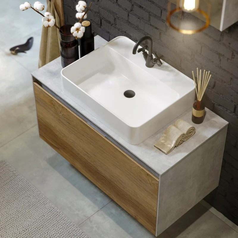 Тумба под раковину Aqwella Mobi 80 см, фасад дуб балтийский, корпус дуб балтийский, MOB0708DB+MOB0108DB