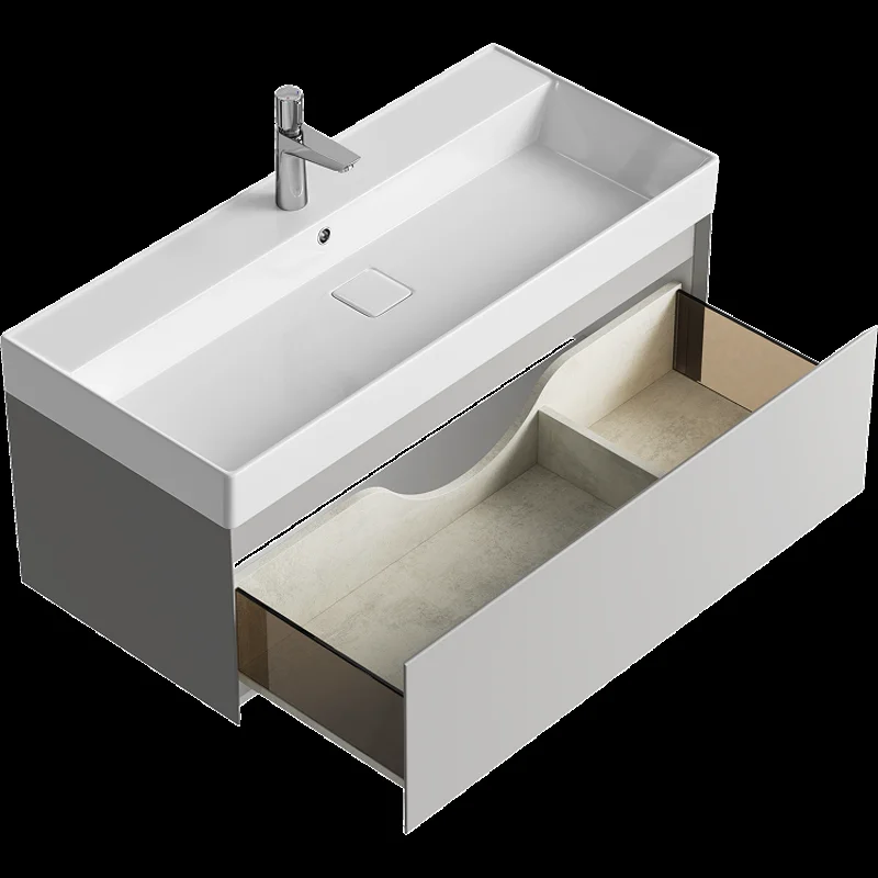 Подвесная тумба Aqwella Geometria 100см, с одним ящиком, цвет серый туман