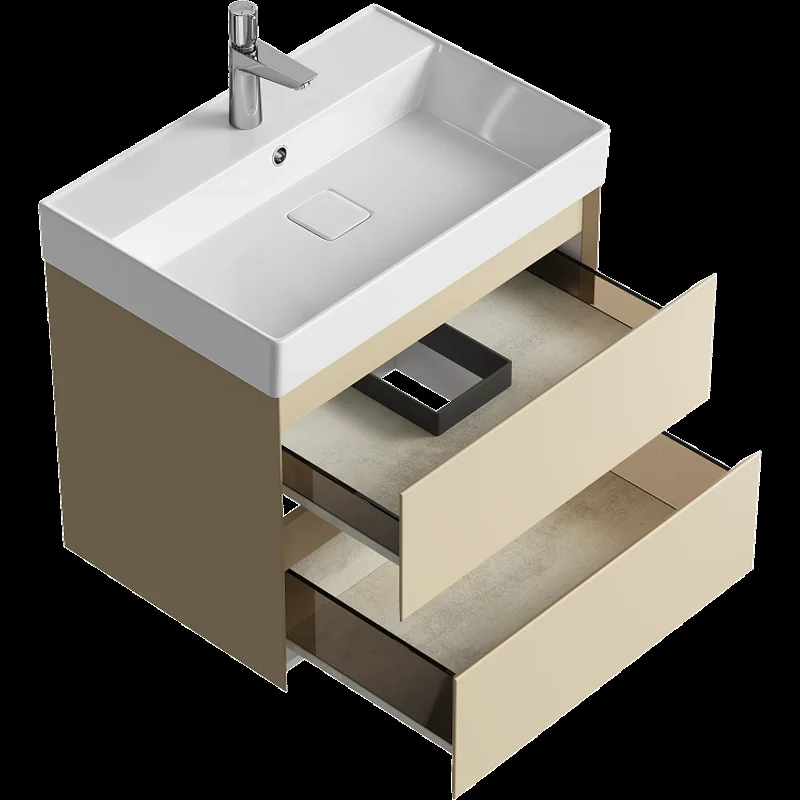 Подвесная тумба Aqwella Geometria 65см, с двумя ящиками, цвет морская дюна