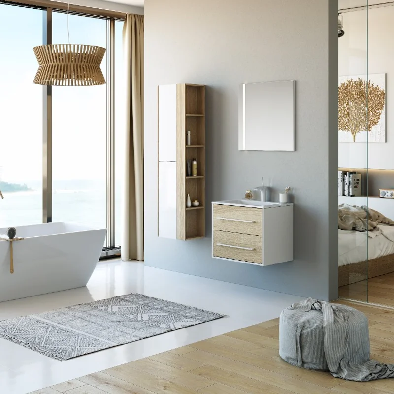 Тумба под раковину Aqwella Майами 60, подвесная, дуб сонома, Mai.01.06