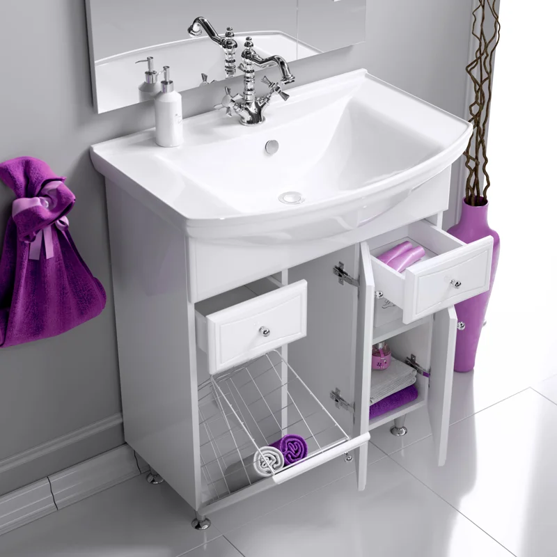 Тумба под раковину Aqwella Барселона 85, напольная, белый, BA0108K