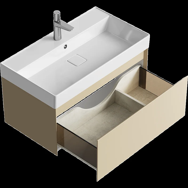 Подвесная тумба Aqwella Geometria 81см, с одним ящиком, цвет морская дюна