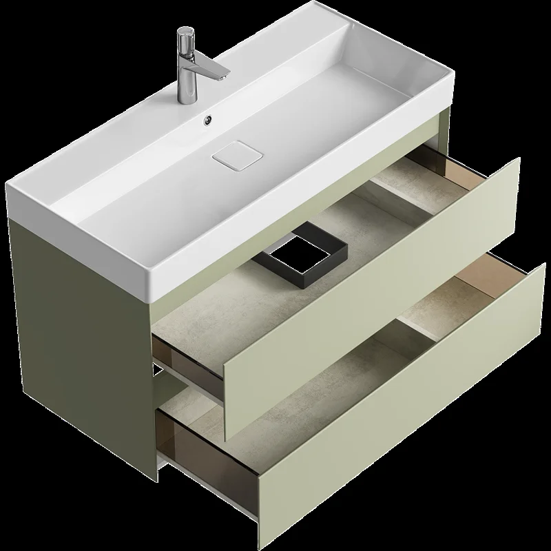 Подвесная тумба Aqwella Geometria 100см, с двумя ящиками, цвет зеленый шалфей