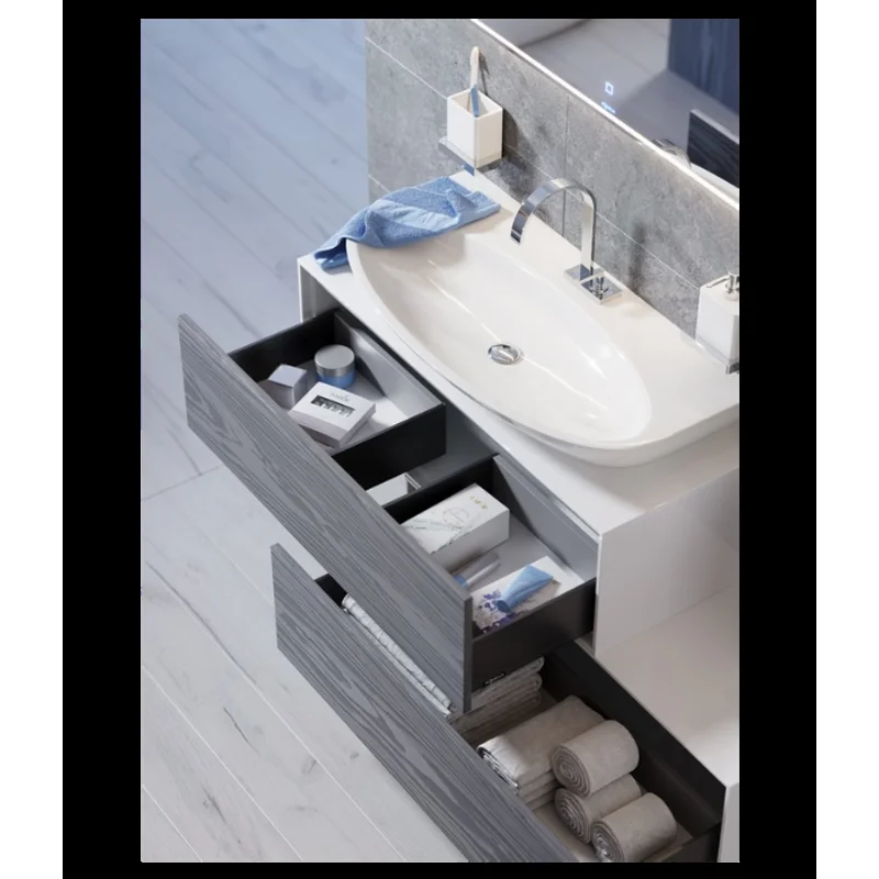 Тумба под раковину Aqwella Genesis 120, подвесная, миллениум серый, GEN0112MG