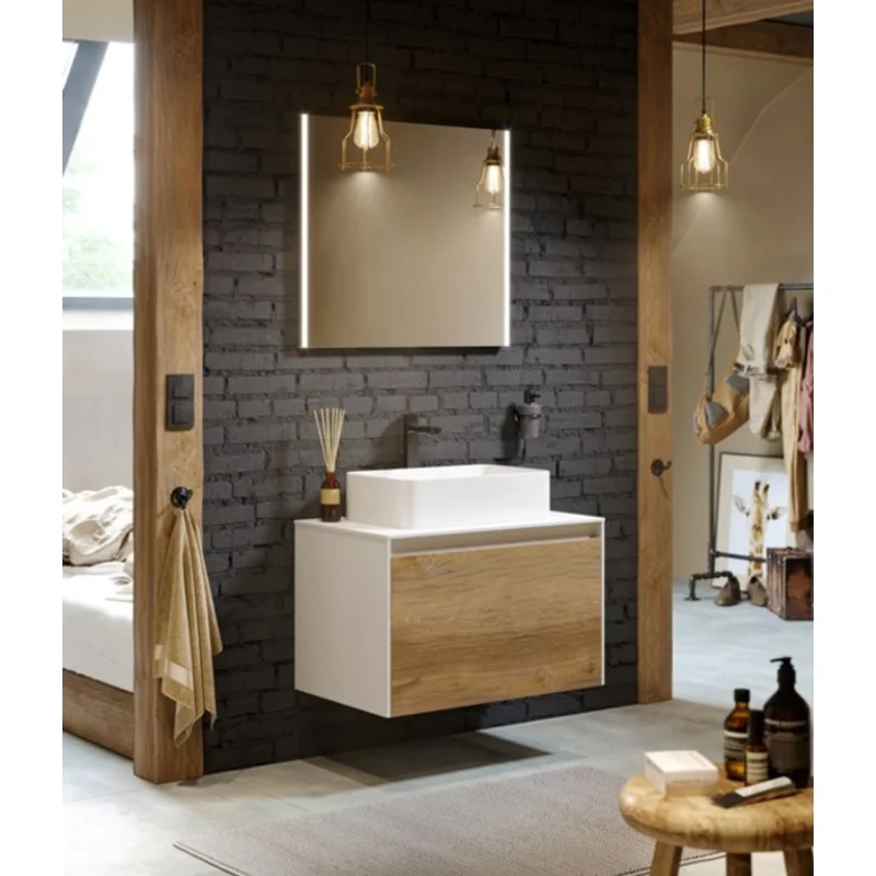 Тумба под раковину Aqwella Mobi 80 см, фасад белый, корпус белый, MOB0708W+MOB0108W