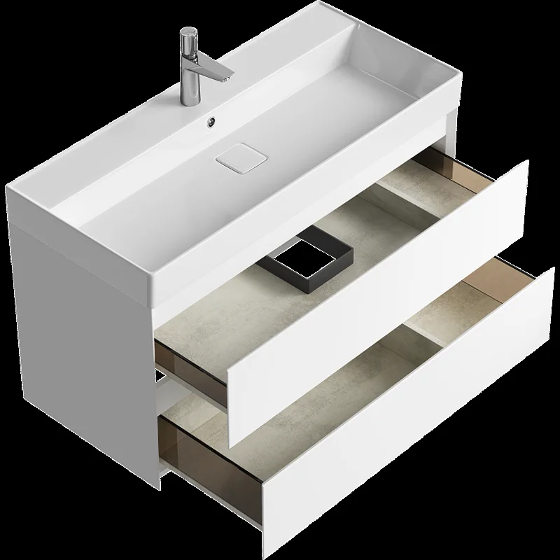 Подвесная тумба Aqwella Geometria 100см, с двумя ящиками, цвет белый