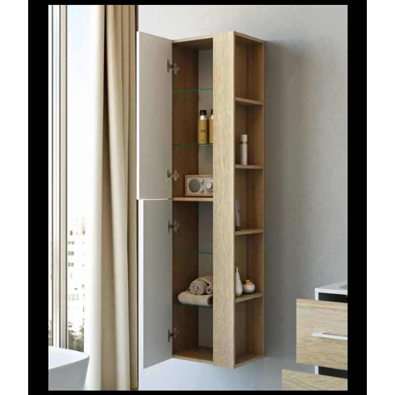 Шкаф пенал Aqwella 5 Stars Майами 40 Mai.05.04 подвесной Дуб сонома Белый