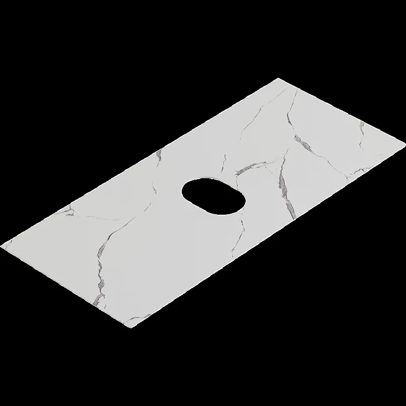 Подвесная тумба с накладным умывальником Aqwella Geometria 100см, с одним ящиком, цвет морская дюна, со столешницей мрамор белый