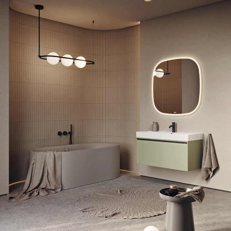 Тумба под раковину Aqwella Pure PUR0108SH, 80 см, подвесная, цвет шалфей зеленый матовый