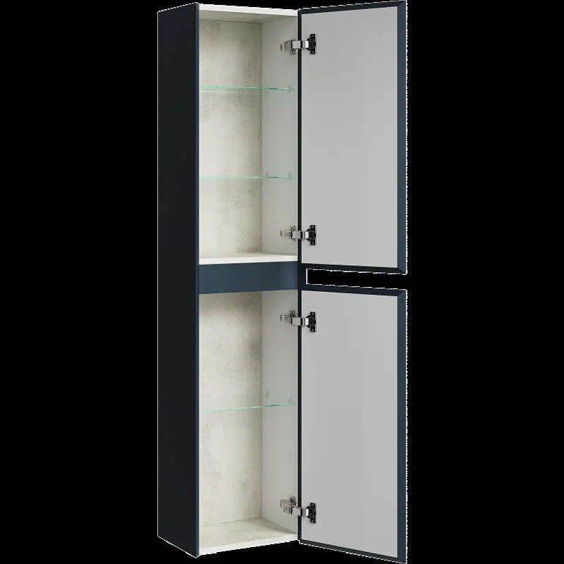 Подвесной пенал Aqwella Geometria 150x35см с двумя дверьми в сером цвете