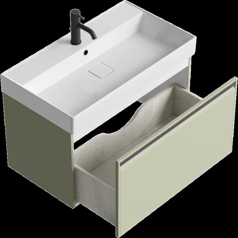 Тумба под раковину Aqwella Pure PUR0108SH, 80 см, подвесная, цвет шалфей зеленый матовый