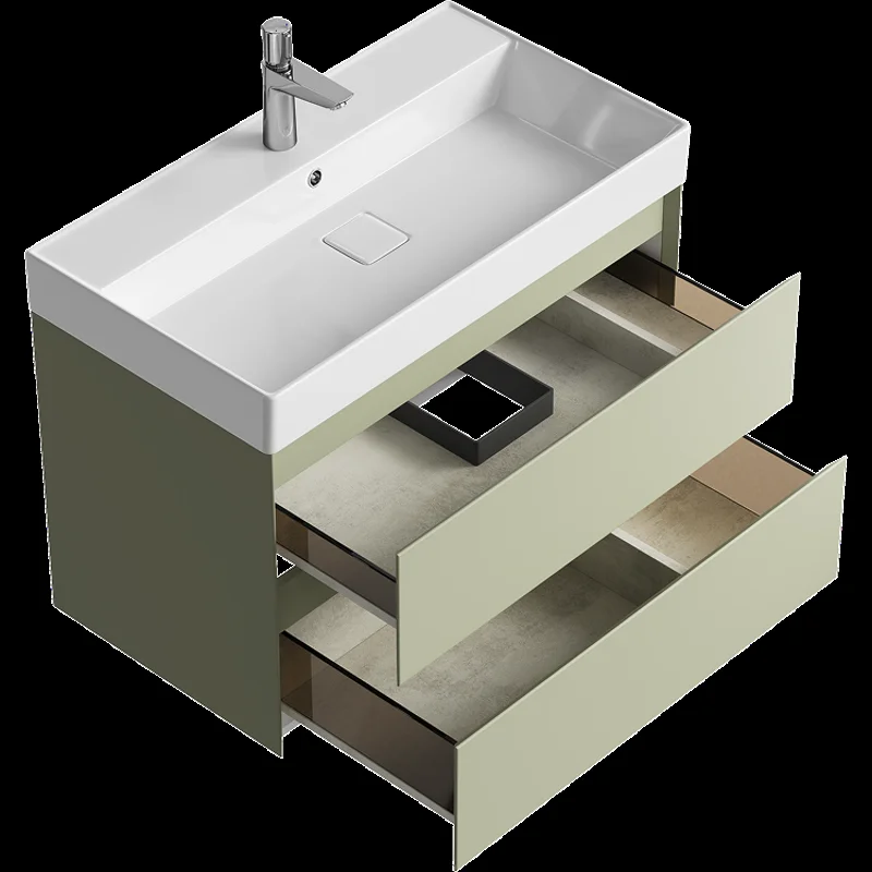 Подвесная тумба Aqwella Geometria 81см, с двумя ящиками, цвет зеленый шалфей