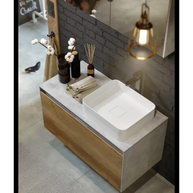 Тумба под раковину Aqwella Mobi 120 см, фасад дуб балтийский, корпус белый, MOB0712DB+MOB0112W