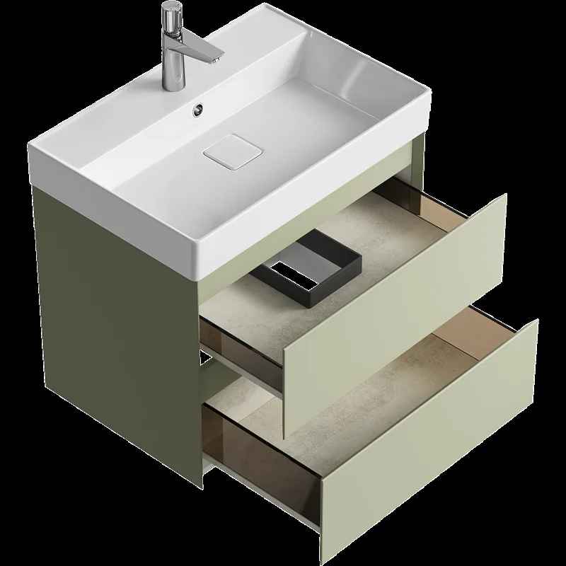 Подвесная тумба Aqwella Geometria 65см, с двумя ящиками, цвет зеленый шалфей