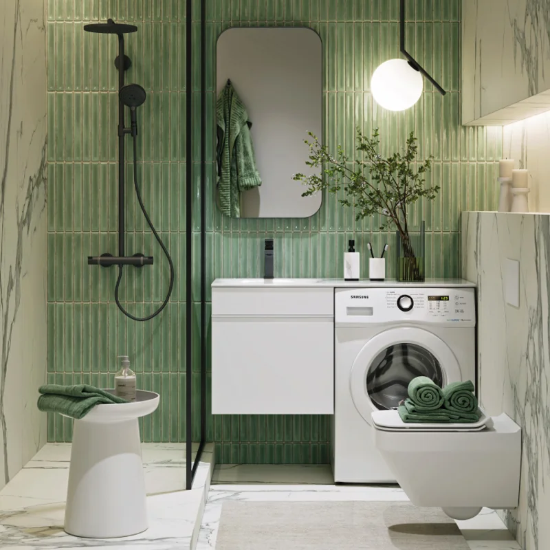 Тумба с раковиной Aqwella Duet 115 DU01051+FOR.11.04.D-L, для установки со стиральной машиной, белый, левая