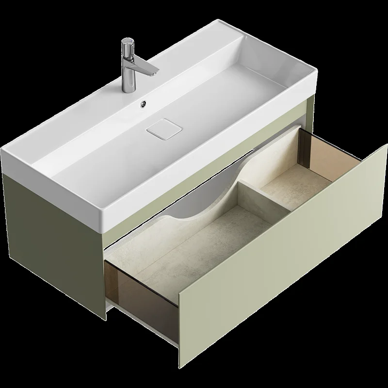 Подвесная тумба Aqwella Geometria 100см, с одним ящиком, цвет зеленый шалфей