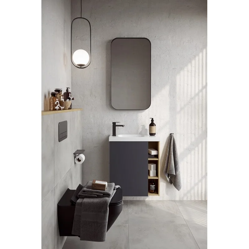 Тумба под раковину Aqwella Alba ALB0106LDD+ALB0706GRМ/ALB0106RDD+ALB0706GRМ, 60 см, подвесная, дуб давос/серый, чаша раковины слева/справа