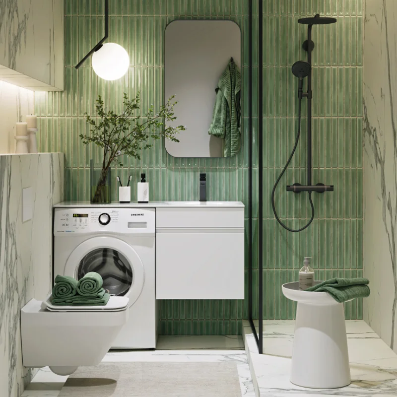 Тумба с раковиной Aqwella Duet 115 DU01051+FOR.11.04.D-R, для установки со стиральной машиной, белый, правая