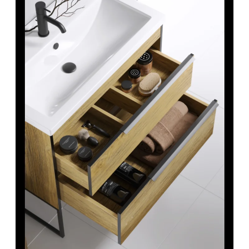 Тумба под раковину Aqwella Fargo 80, подвесная, дуб балтийский, FRG0108DB