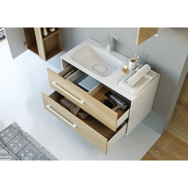 Тумба под раковину Aqwella Miami 90, подвесная, дуб сонома, левая/правая, Mai.01.09/L/R