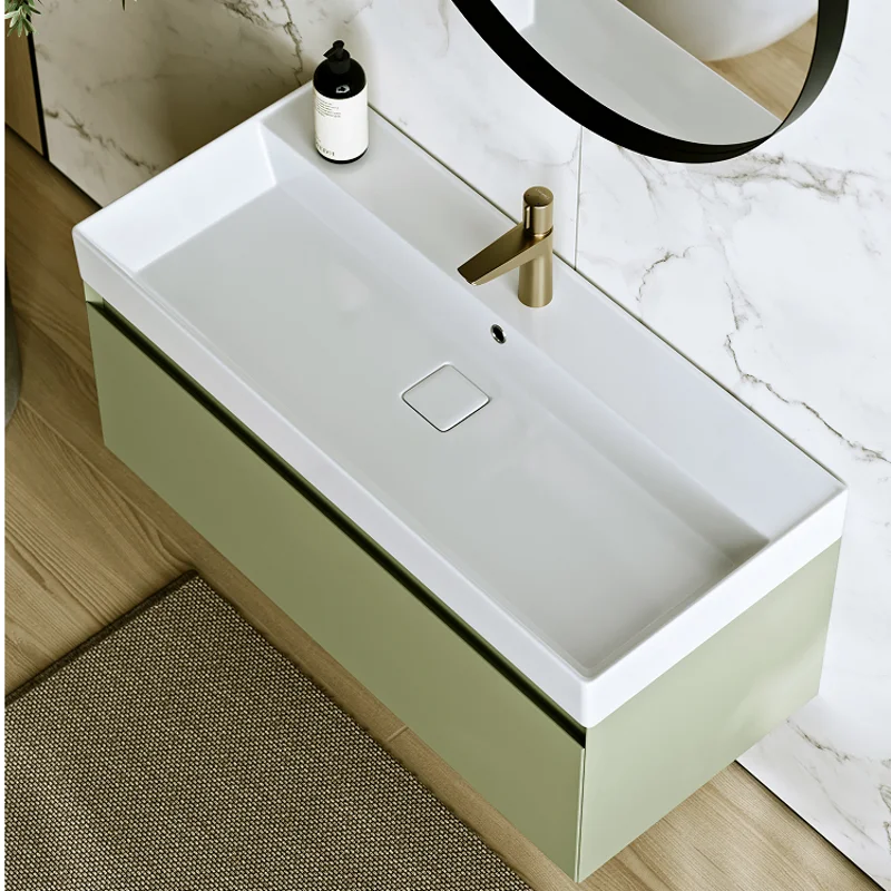 Подвесная тумба Aqwella Geometria 81см, с одним ящиком, цвет зеленый шалфей