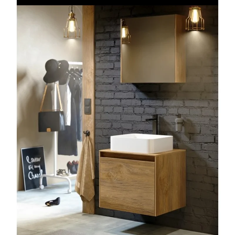 Зеркальный шкаф Aqwella Mobi 60 см, дуб балтийский, MOB0406+MOB0717DB