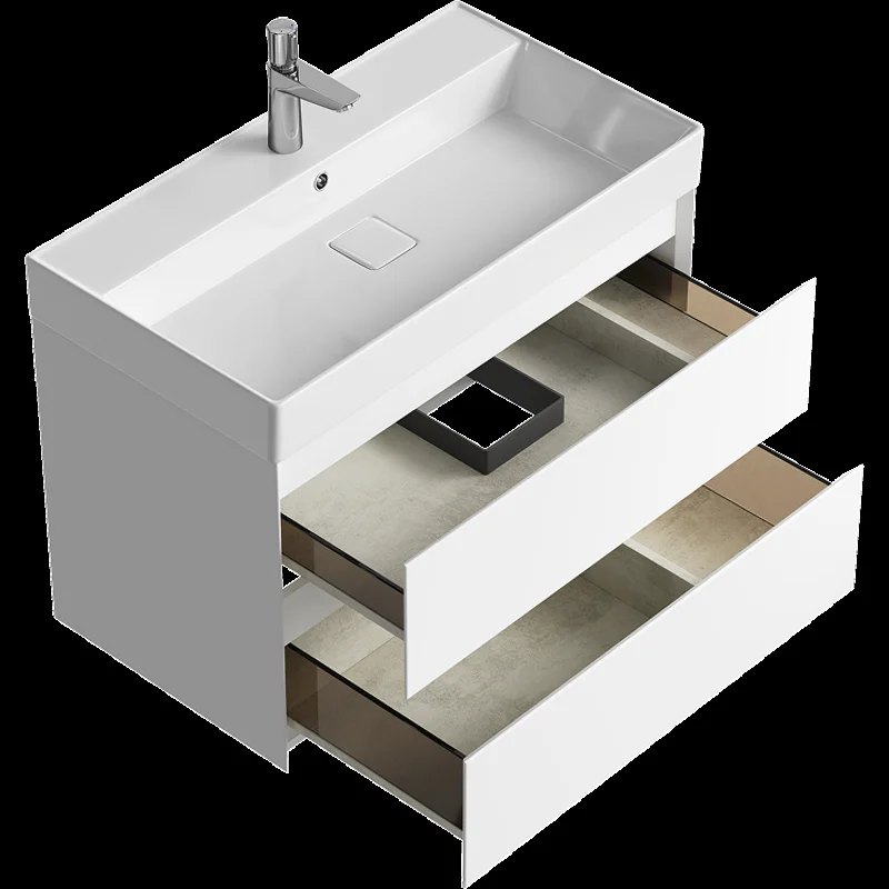 Подвесная тумба Aqwella Geometria 81см, с двумя ящиками, цвет белый