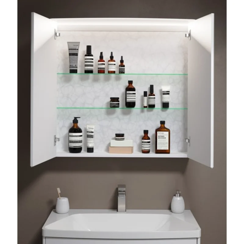 Зеркальный шкаф Aqwella Neringa, 80 см, с подсветкой, белый, NER0408